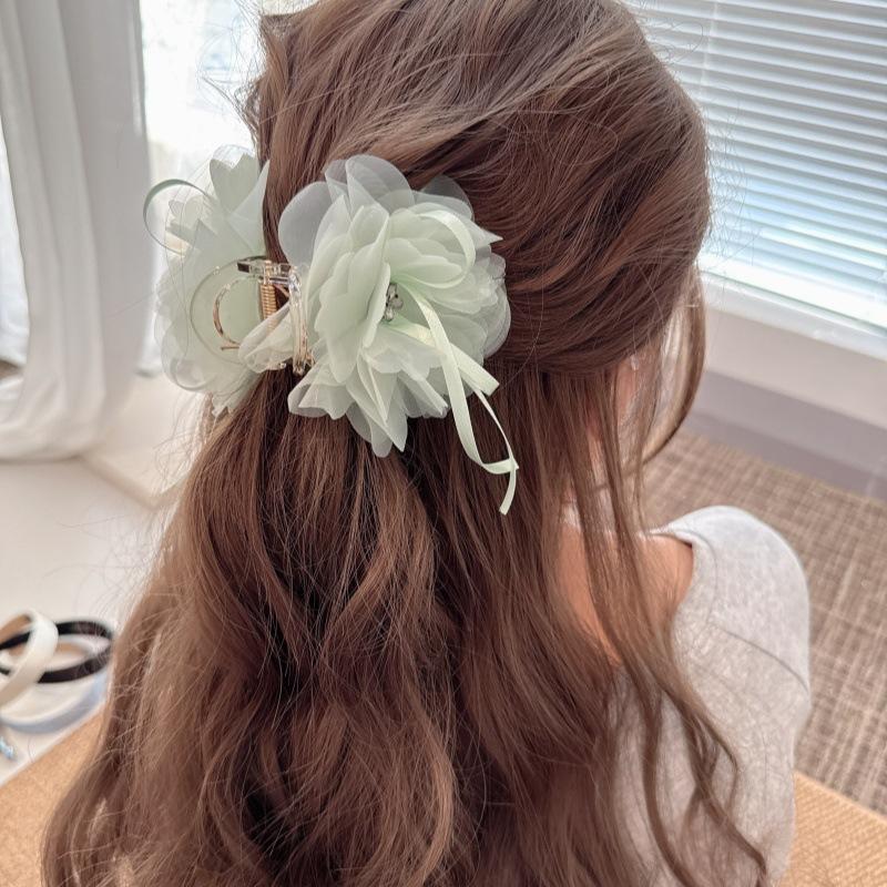 Summer Mesh Flower Hair Clip with a Gentle and Elegant Bow, High Quality