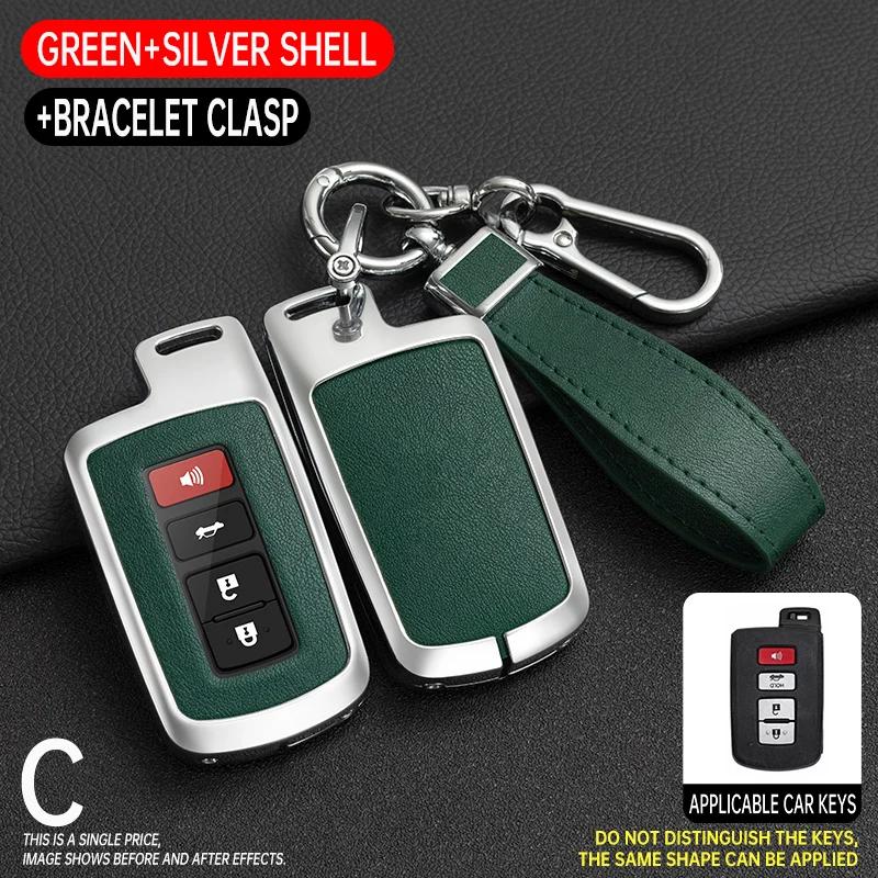 Metal Leather Car Key Case Cover For S0 Prius CHR Aygo Corolla Yaris RAV4 Camry Land Cruiser Highlander Prado Auris Avalon JH0