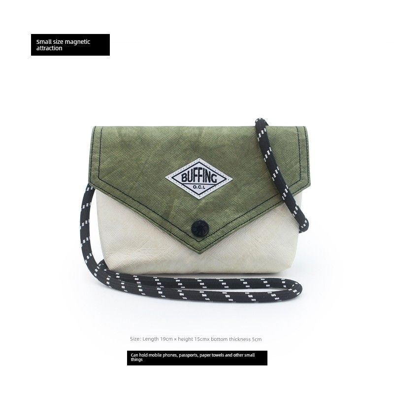 

Buffing Distressed Retro Kraft Paper Small Satchel Matcha Milk White (Change with Black Rope)