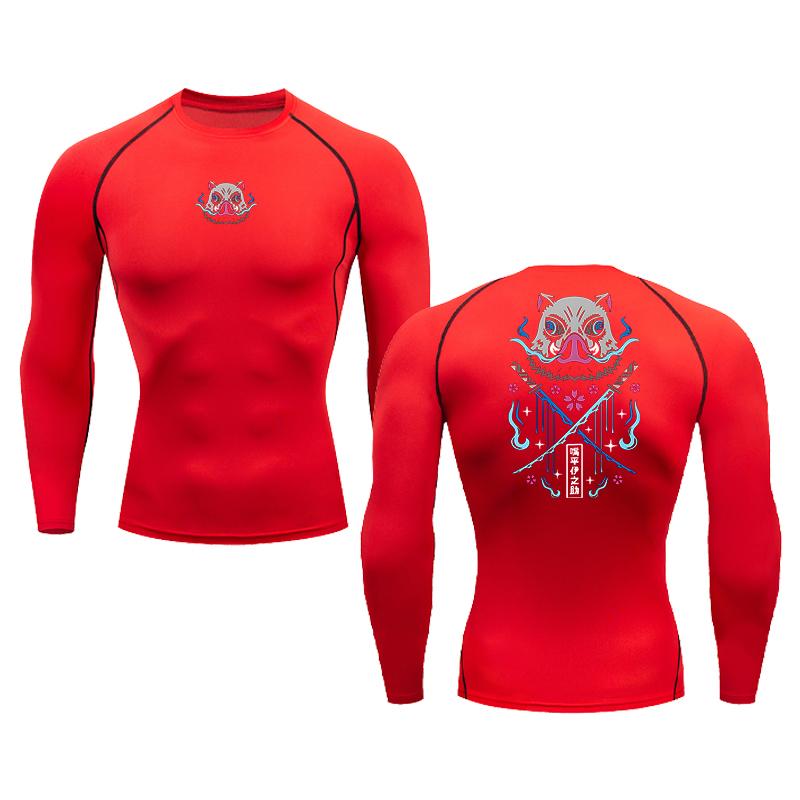 

Креативная мужская компрессионная футболка с длинными рукавами для бега и тренировок с рисунком Inosuke, облегающая спортивная футболка для фитнеса и бега трусцой 6XL