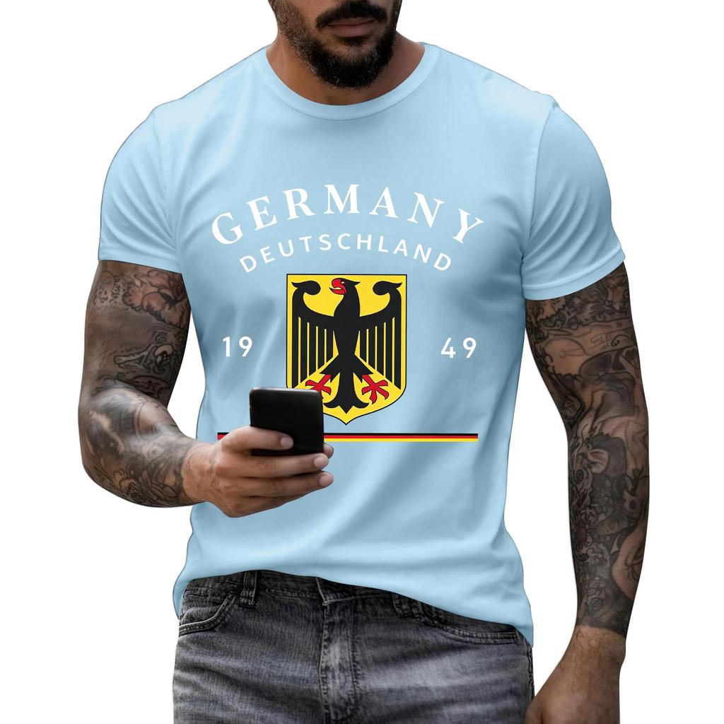 Men's Short Sleeve Crew Neck T-Shirt Germany Deutschland Graphic Print Casual Fit Cotton Blend Soft Fabric