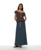 PARTIMENTO WOMEN Drawstring Off-Shoulder Short Sleeve Tee_Dark Brown
