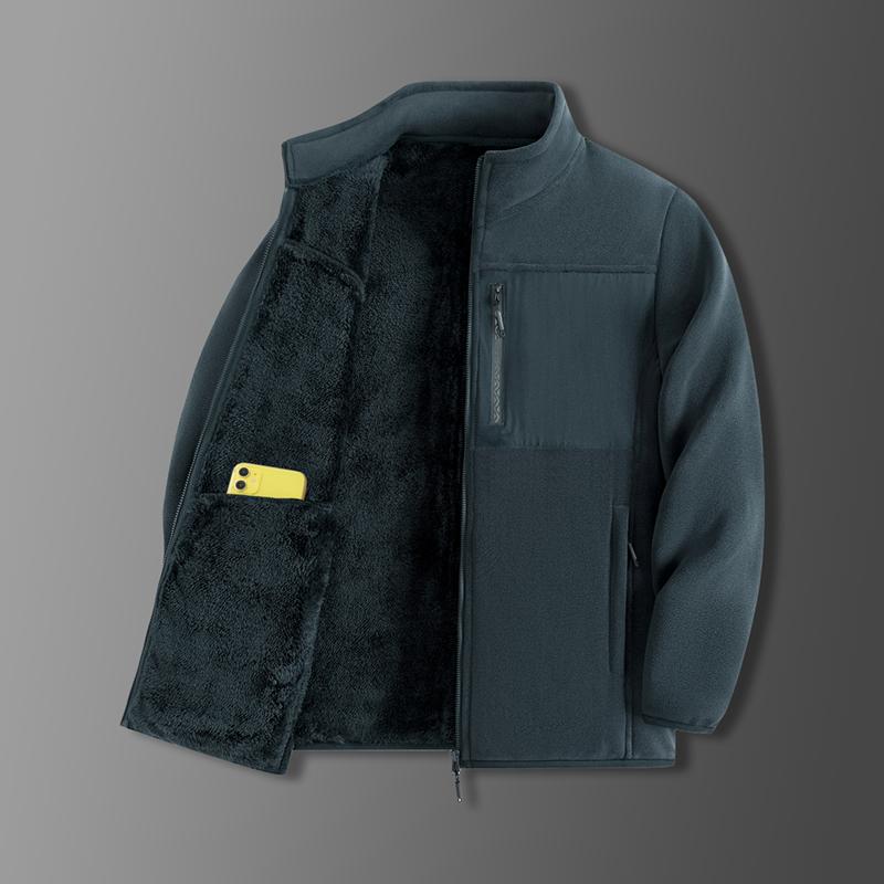 Men S Loose Fit Fleece Lined Stand Collar Jacket Casual Winter Coat