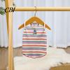 Soft Fabric Dog Tee Colorful Striped Pet T-Shirt, Sleeveless Thin Straps Breathable Apparel Tank Top with Cute Bear Embroidery for Small Dogs