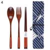 3/4Pcs Reusable Portable Travel Wooden Spoon Chopsticks Fork Tableware Cutlery