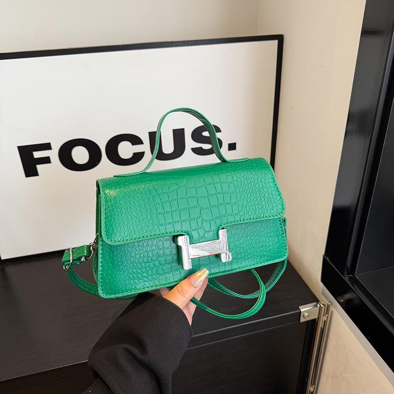 2025 New Crocodile Print Handbag Simple and Fashionable Small Square Bag French Stone Pattern Crossbody Bag Trendy Women's Bag