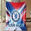 Custom Text Flannel Throw Blanket, Lightweight Cozy Bed Sofa BlanketChelsea FC
