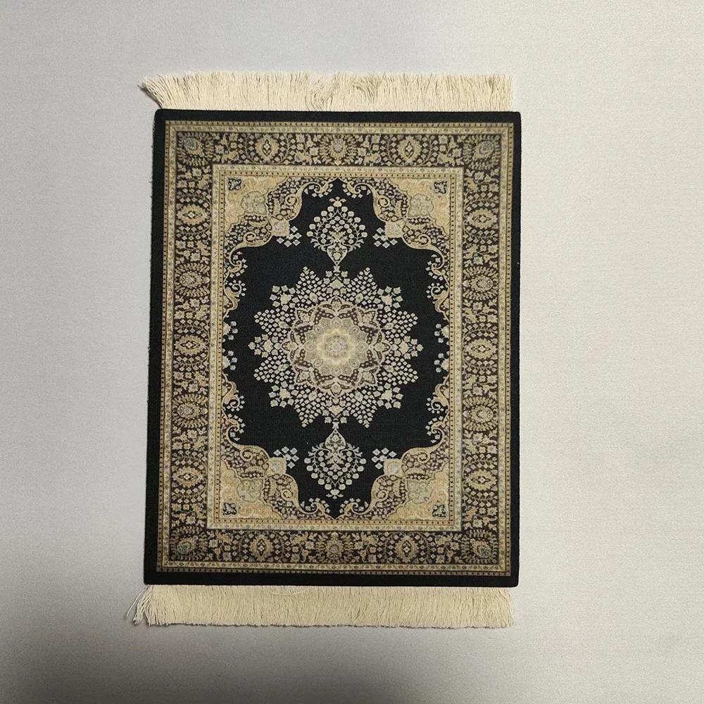 Woven flower Persian carpet small coaster retro style rubber non-slip computer mats wholesale merchants cheap mouse pad desk mat