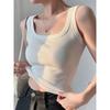 Plus Size Women Clothing Wide Shoulder White Cami Female Chubby Girl Inner Wear Beauty Back Slimming Slim Fit Base Can Be Worn Outside Top