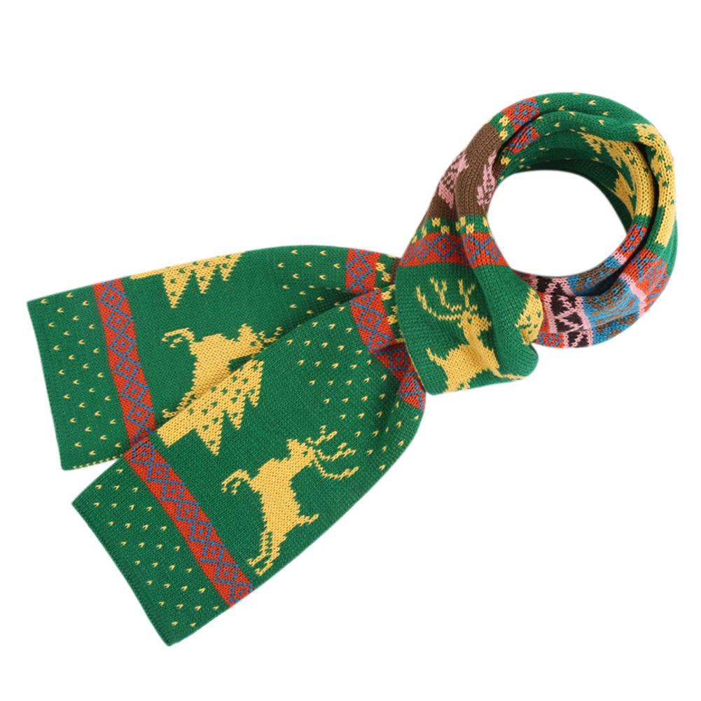 Fashion Christmas Pattern Elk Woolen Scarf Delicate Knitting Warm Scarves for Fall Winter