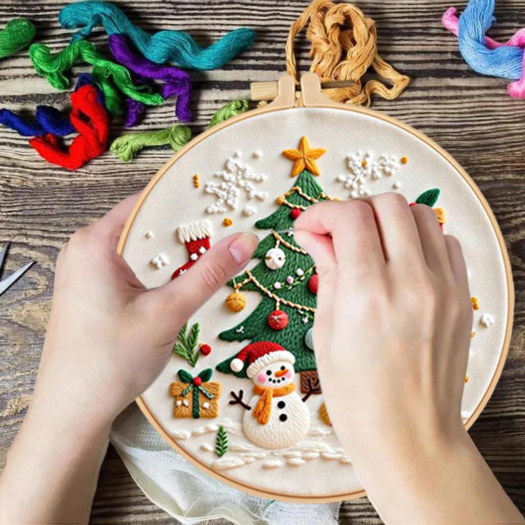 Christmas Embroidery Kits For Adults 3-Piece Holiday Handcraft Set Christmas Cross Stitching Embroidery Kit For Women Adults