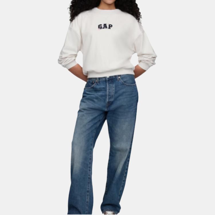 Gap Cherry Blossom Logo Pattern Drop Shoulder Loose Pullover Sweatshirt Women sweatshirt 740920