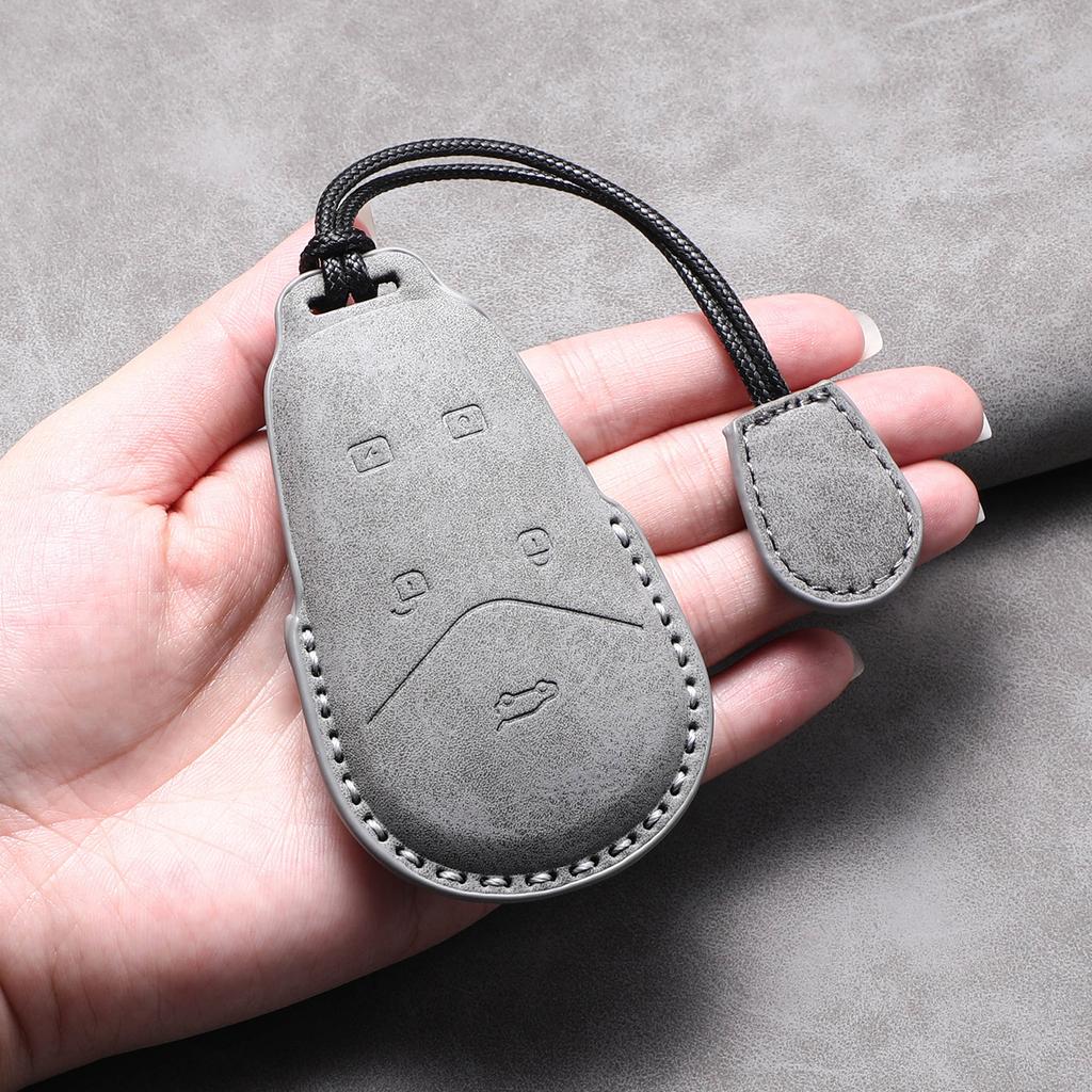 Auto Smart Key Fob Cover Case Sheepskin Genuine Leather Fit For Voyah Free+ Auto Key Fob Cover Housing Protective Cover Key Ring Case Mount Auto