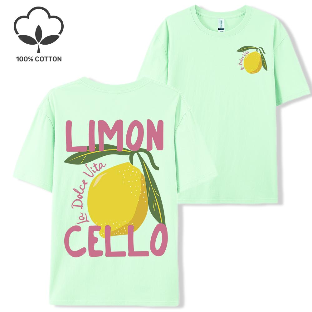Creative Lemon Fruit Cello Pattern T Shirt Women Summer Comfortable Tops Soft T-Shirts Cotton All-Match Female Short Sleeve