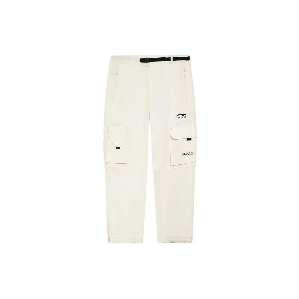 Li Ning China Li Ning Casual Pants Men's Ecru Moderate Straight Fit Pants AKXS121-3