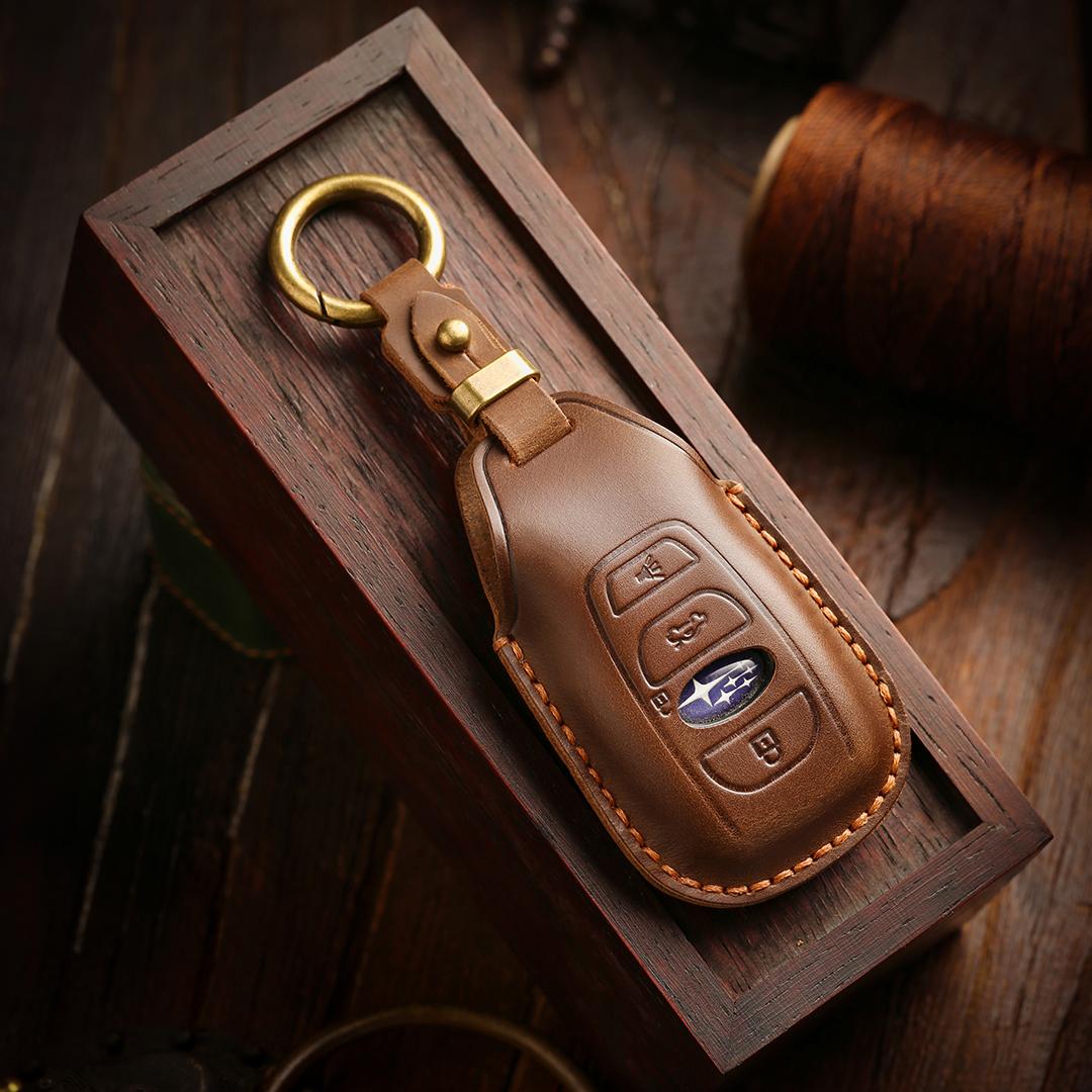 

[Subaru] Car Key cover case cowhide Handmade for Forester Asahi Leopard Aohu BRZLegacy XV 4 keys коричневий