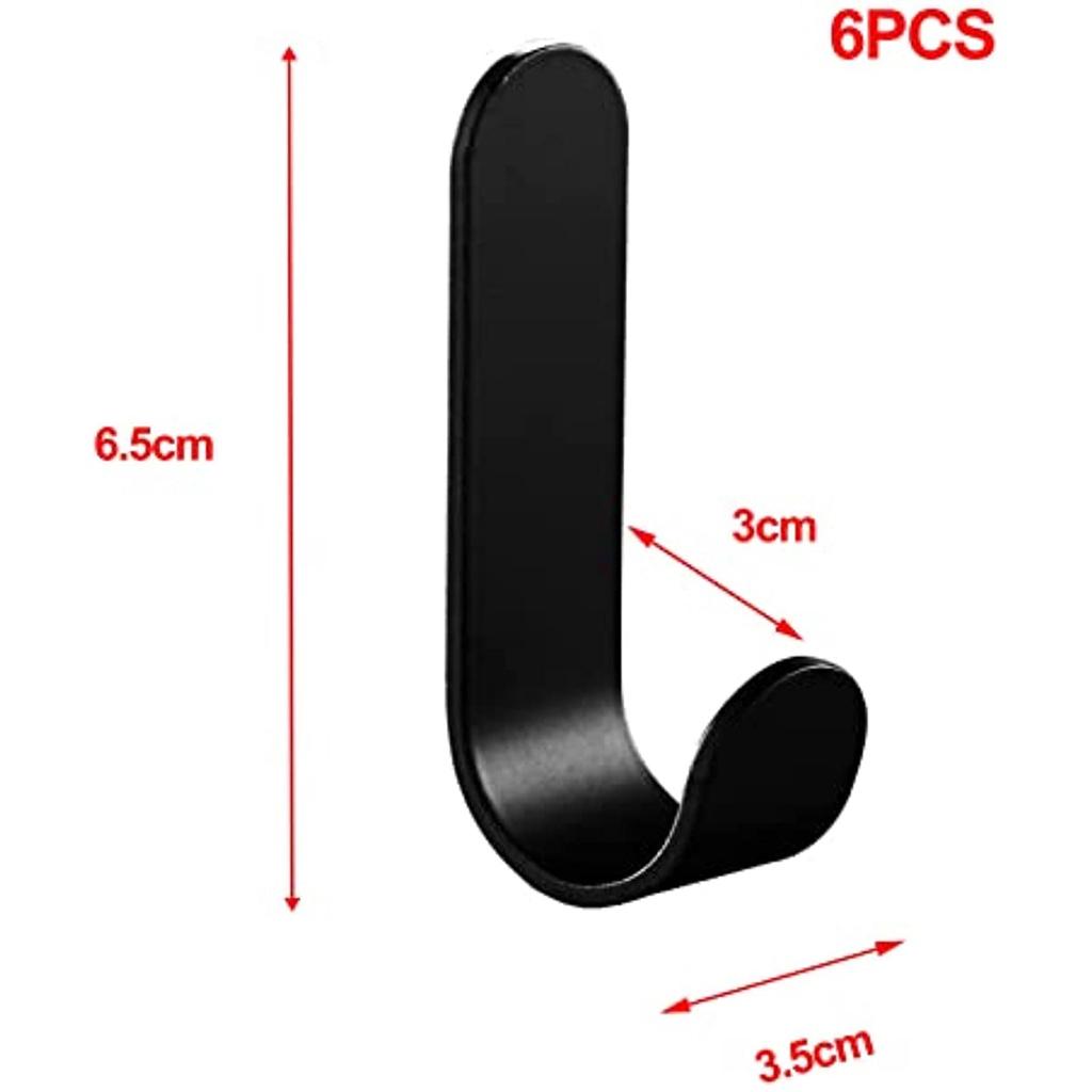 6-piece Towel Bath Glue, Hanger Black Wall, Glue Hook, Stainless Steel Glue Hook, Stainless Steel Glue Hook, Bathroom, Kitchen, Bedroom