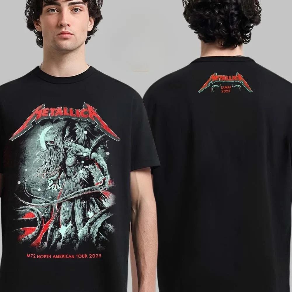 Heavy Metal Band Merallica Global Tour Mercah T-shirt Men Women Oversized Loose Casual Tees Streetwear Harajuku Fashion Cotton Top