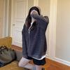 Unisex Retro Hooded Striped Color Block Knit Cardigan for Autumn/Winter Women's Top