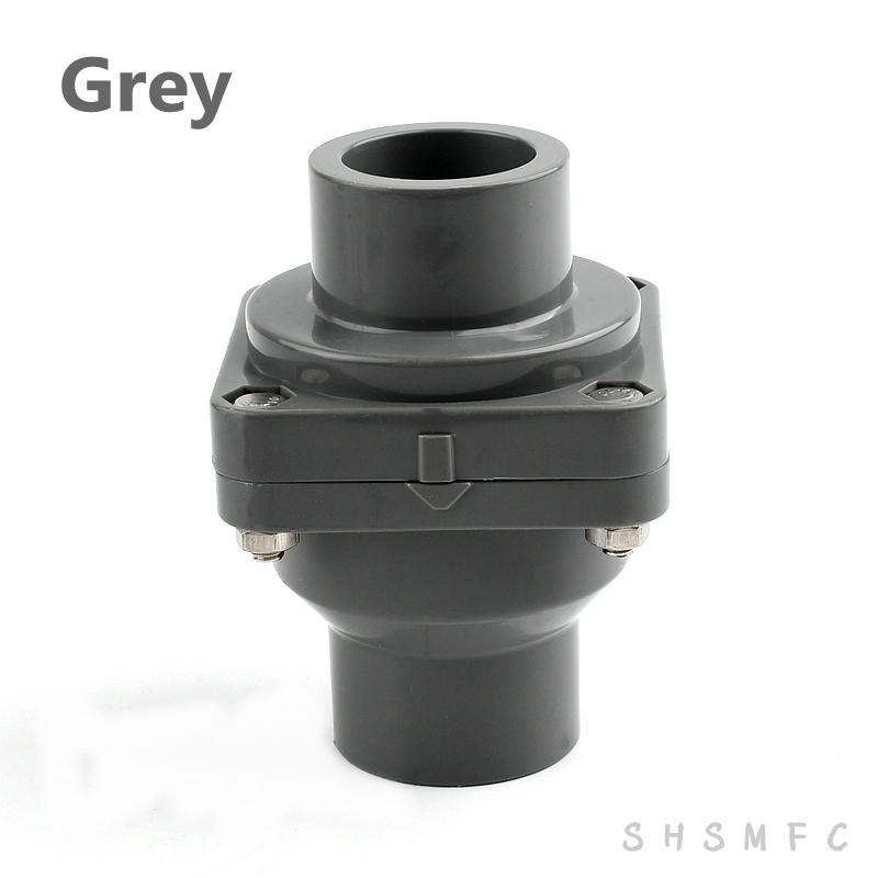 

1PC 25~140mm PVC Flap Check Valve Fish Tank Accessories Aquarium Tube Fittings Garden Irrigation PVC Pipe Check Valve Connector Inner Diameter 25mm серый