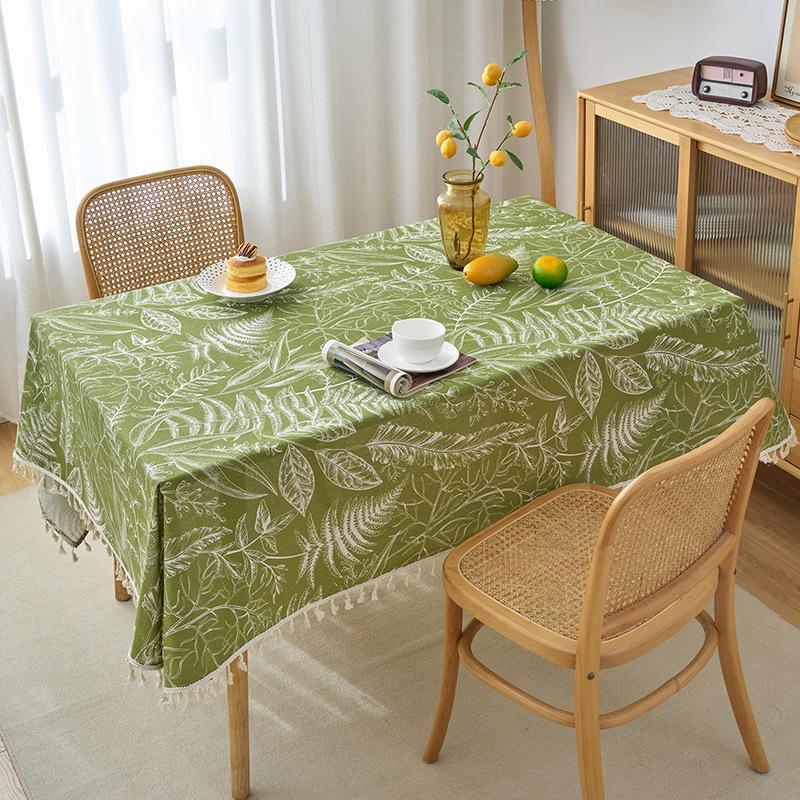 Pastoral Canvas Tablecloth with Tassel Lace