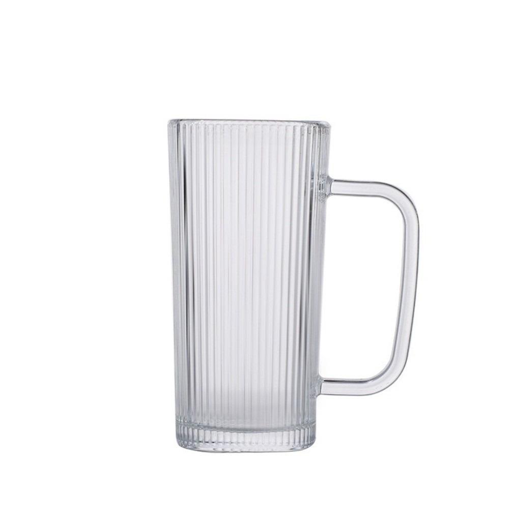 1Pcs Ins Square Transparent Glass Cup Heat Resistant Ergonomic Handle Water Cup Juice Glass For Home Bar Drinkware