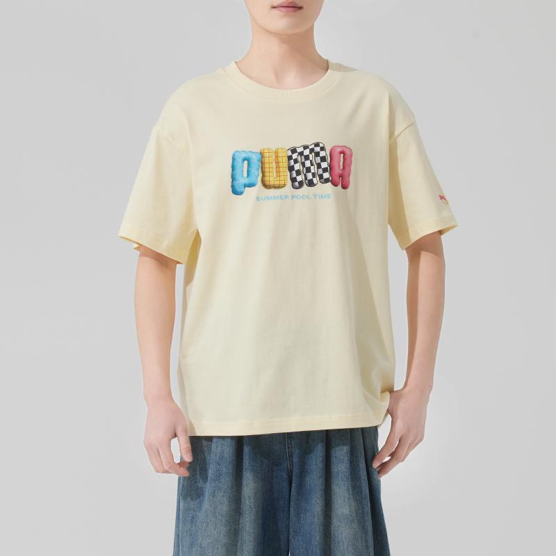 Puma Breathable Fashion Casual Short Sleeve T-Shirt Men Tops Light-Yellow 632983-33