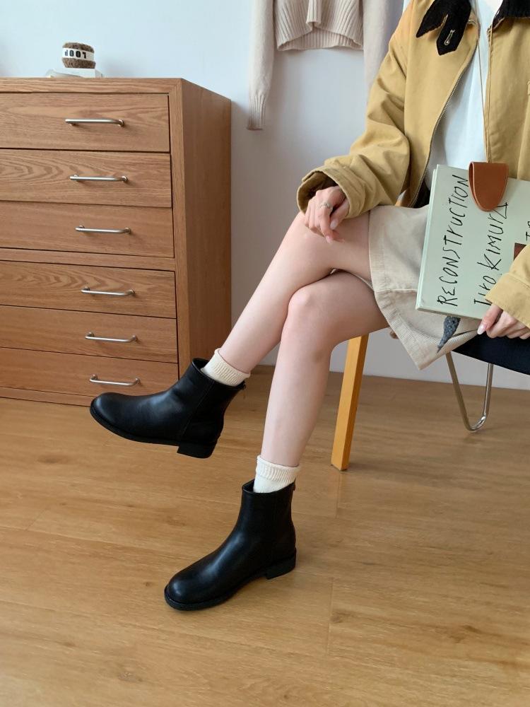 Short Boots Women's Spring and Autumn Single Boots 2025 New Thick Heel Thin Boots Autumn and Winter Chelsea Martin Boots Short and Bare Boots