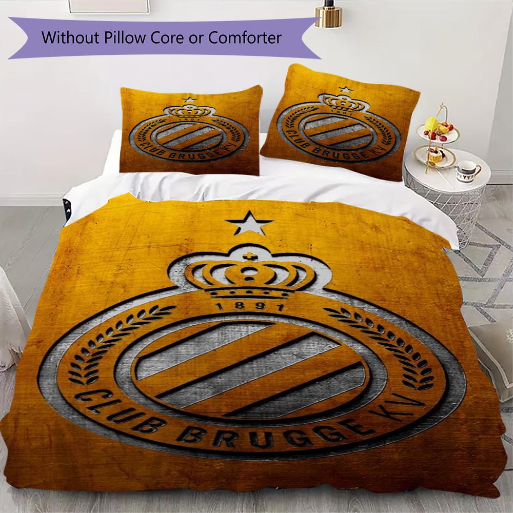 Club Brugge K V Pattern Bedding Uilt Set Uilt Cover Pillowcase Home Decoration Birthday Gift (1 * Duvet Cover + 2 * Pillowcase Without Core)
