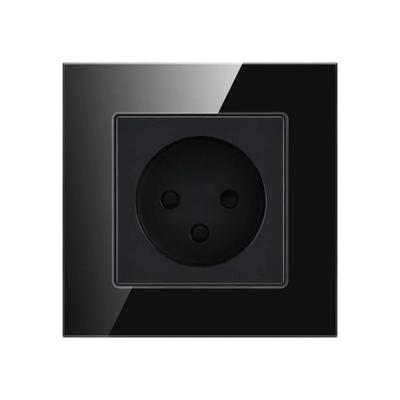 Israel Standard Black Square Tempered Glass 16A Power Wall Socket, 220V IL Plug Adapter Electric Outlet 86mm*86mm