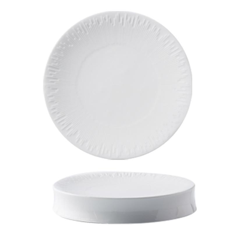 Nordic Creative Tall Flat Plate White Porcelain Vegetable Plate High-End Restaurant Hotel Artistic Conception Plate Commercial Irregular Plate
