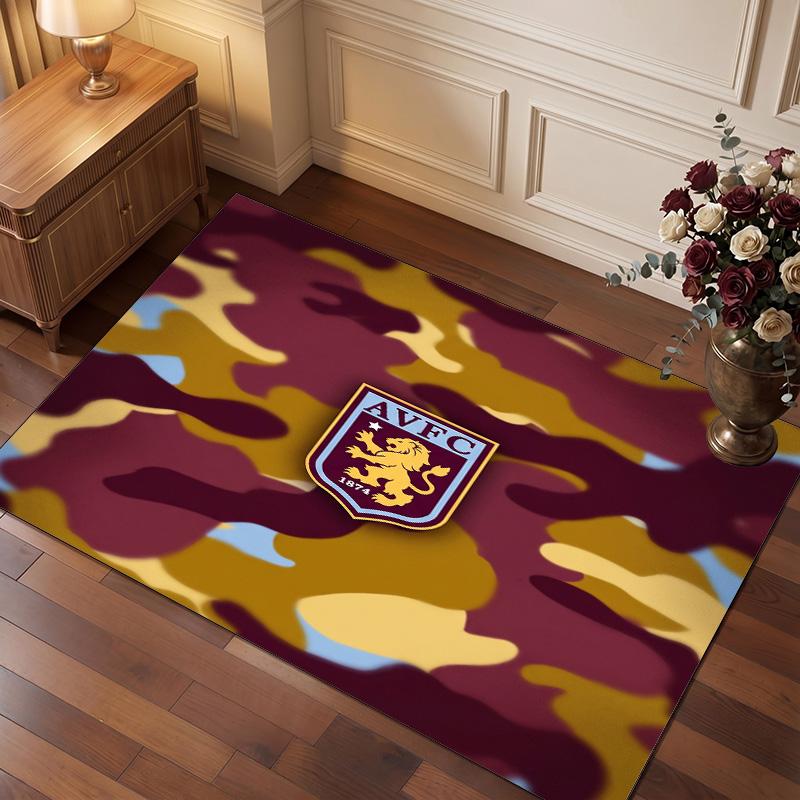 Tappeto in Velluto di Cristallo con Stampa Calcio Aston Villa, Comodo Assorbente d'Acqua Antiscivolo Tappeto per Pavimenti Interni