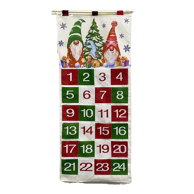 

Jin Qing Christmas Countdown Calendar with 24 Faceless Old Man Ornaments 28x14 inches