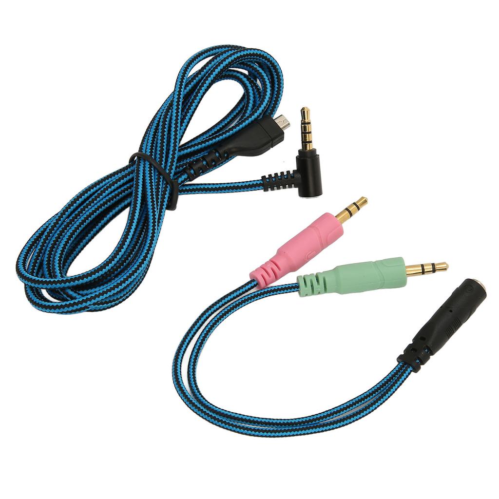 Headphone Cable Elbow Plug OFC Core Replacement Headset Cord with Y Adapter for Steelseries Arctis