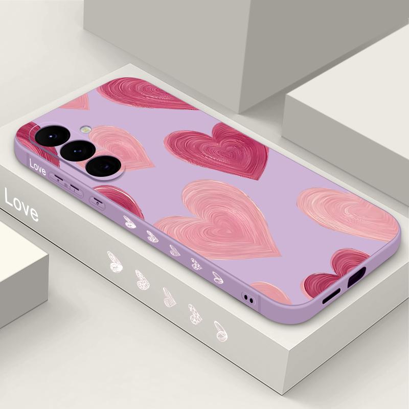 Creative Heart Pattern Case For Samsung Galaxy S26 S25 Ultra S24 S23 S22 Plus S21 FE A15 A16 A17 A35 A36 A54 A55 A56 5G Soft Cover