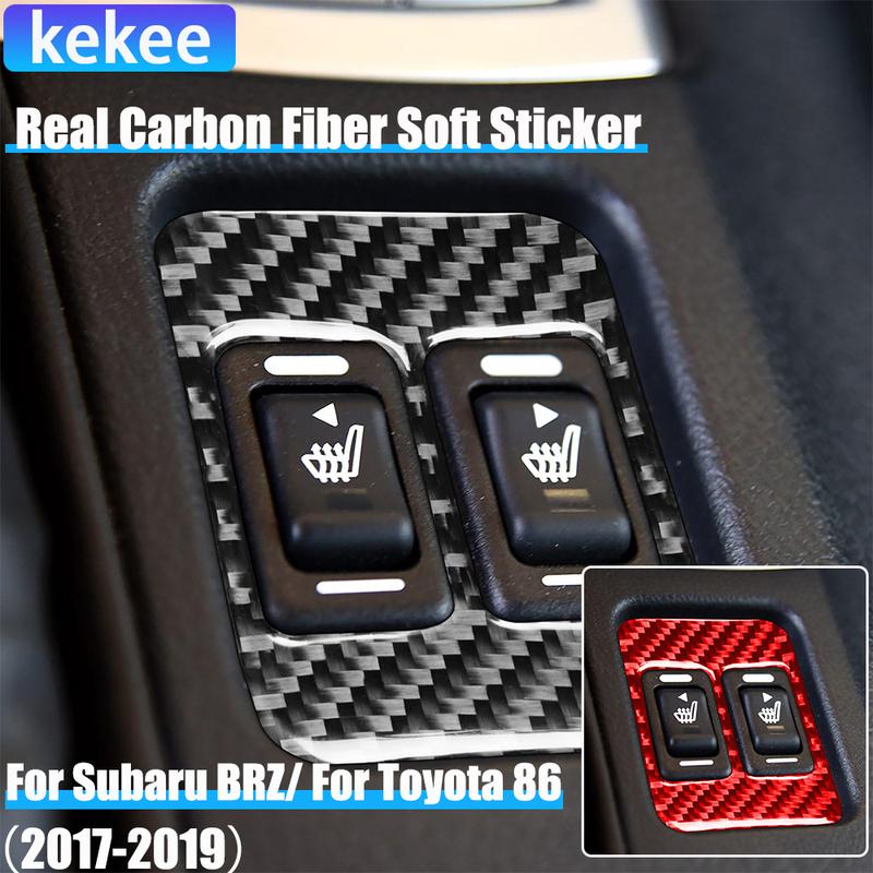 Real Carbon Fiber Car Accessories Seat Heating Switch Panel Cover Soft Sticker For Subaru BRZ Toyota 86 GT86 2017 2018