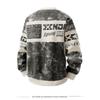 Trendy Large Size Loose Printed Sweatshirt Men Long Sleeves Ribbed New Round Neck Youth Tops Trend