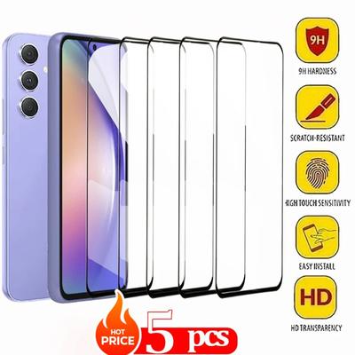 5ks ochranná fólie pro Samsung A55 A54 5G Glass Ochranné sklo na displej Samsung Galaxy A35 A34 A24 A14 Tvrzené sklo
