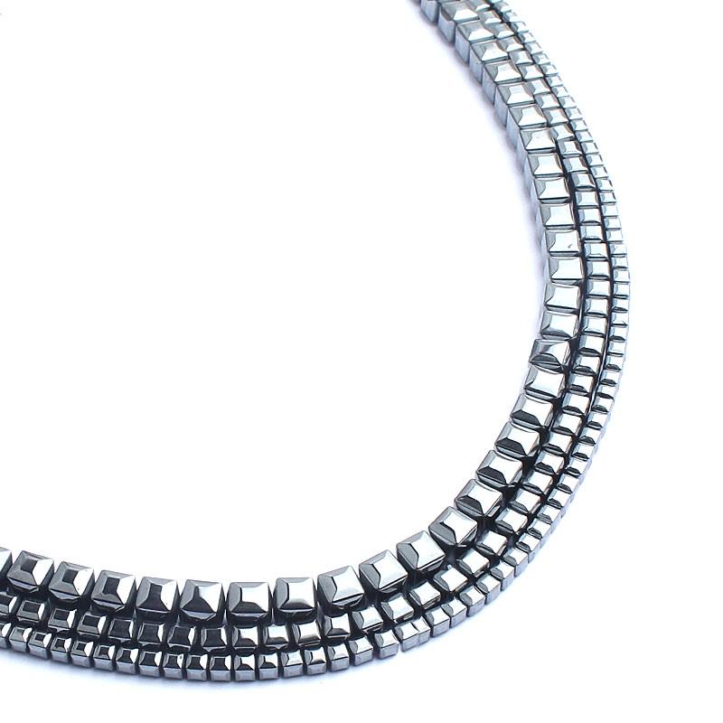 Natural Black Hematite Stone Beads Suqare Shape Cube Hematite Beads For Jewelry Making 3/4/6mm