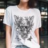 26Blumen Totenkopf und Schmetterling T-Shirt – Monochromes Design mit komplexem Unisex T-Shirt