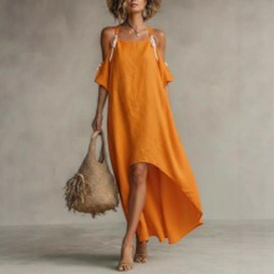 Apricot Sleeveless Halter Ruffle Dress - Summer 2026 Collection