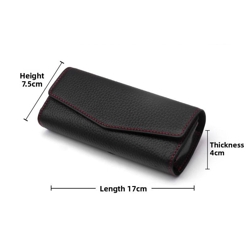 Car Sun Visor Sunglasses Case Hanger Fastener Top layer Cowhide Eyeglasses Holder Card Ticket Storage Box Accessories