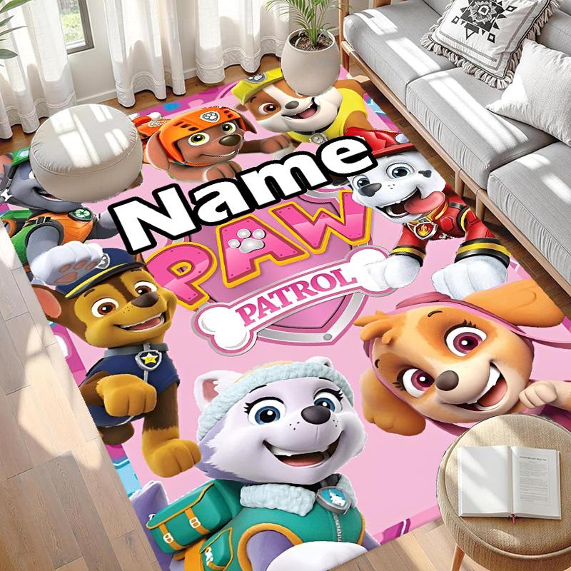 Custom Name Personalized PAW Patrol Print Carpet, Versatile Home Decor Rug, for Playroom, Apartment, Balcony, Entryway, Hallway Gift