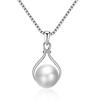 Women Necklace Earrings Set Simple Elegant Temperament Alloy Silver Chain Pearl Necklace and