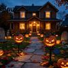 Auto on Off Light Solar Halloween Pumpkin Garden Stake Light, Waterproof Resin LED Outdoor Festival Decor Lantern, Spooky Yard Lighting for Patio Lawn