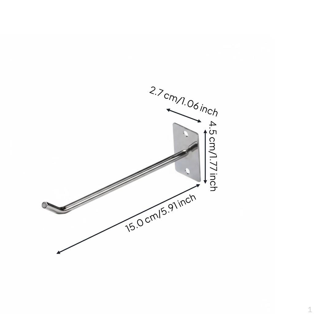 Wall Mounted Single Metal Hook, Sturdy Duty for Hanging, Entryway, Bathroom Silver 5x0.4cm