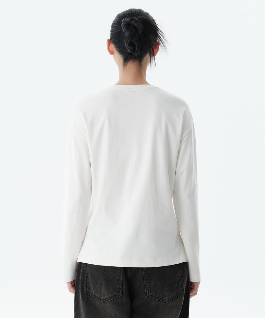 MUSINSA STANDARD WOMAN Women'S Relaxed Crew Neck Long Sleeve T-Shirt [Cream]