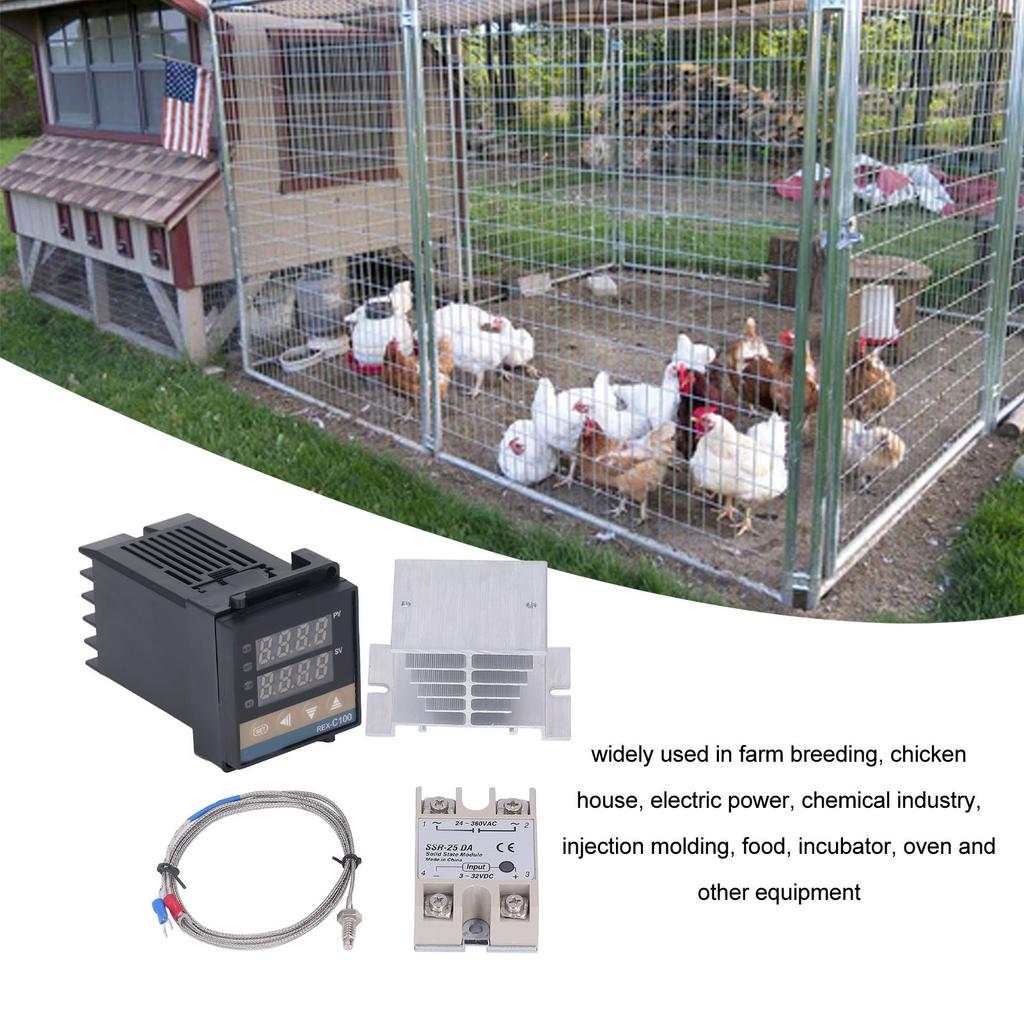 PID Temperature Controllers Kit 0‑400 celsius Waterproof High Accuracy REX C100 Temperature Controller for Farm 100V‑240V