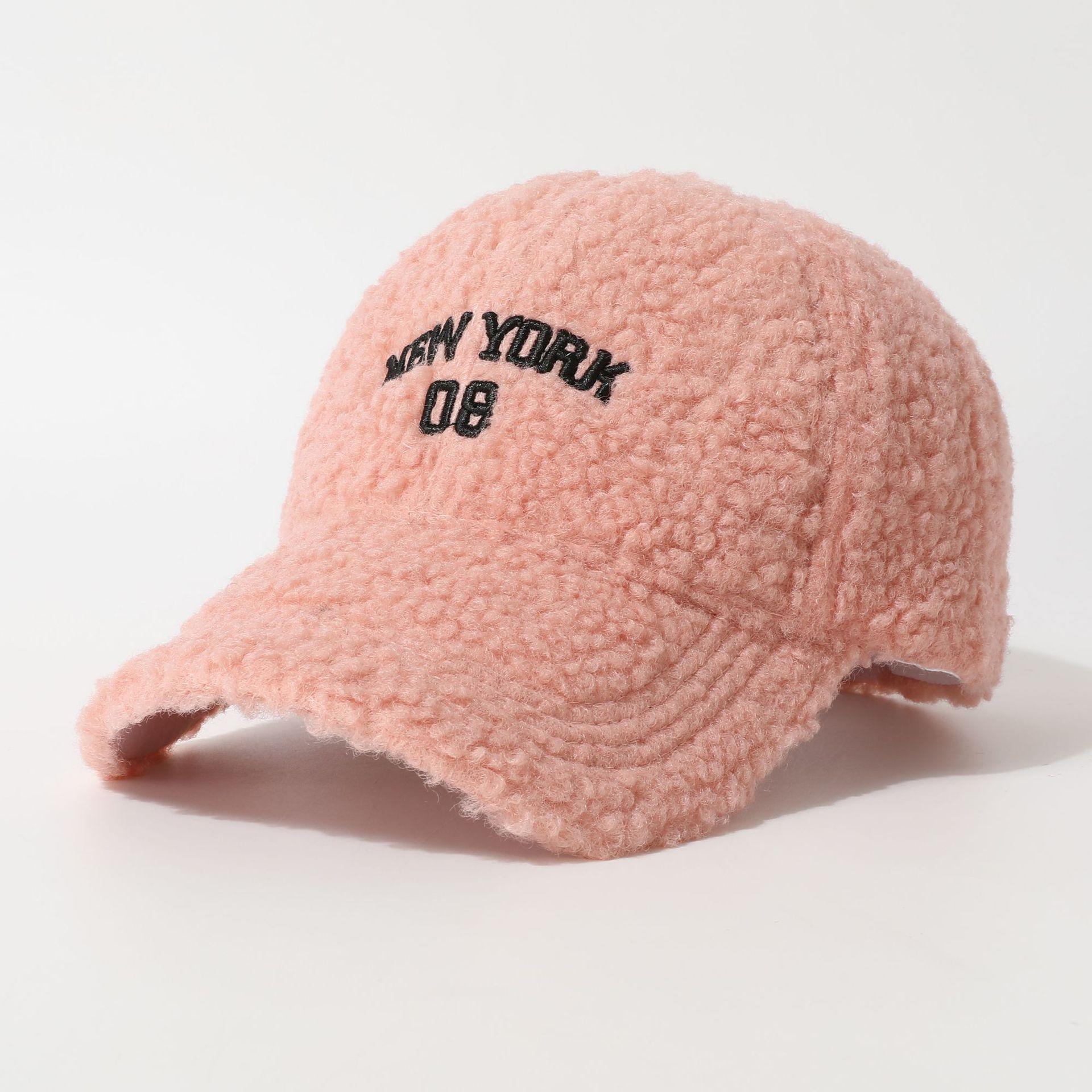 

Lamb Wool Baseball Cap Autumn and Winter Warm and Cold Proof and Windproof Letter Embroidery Solid Color Fashion Versatile Plush Peaked Cap Adjustable