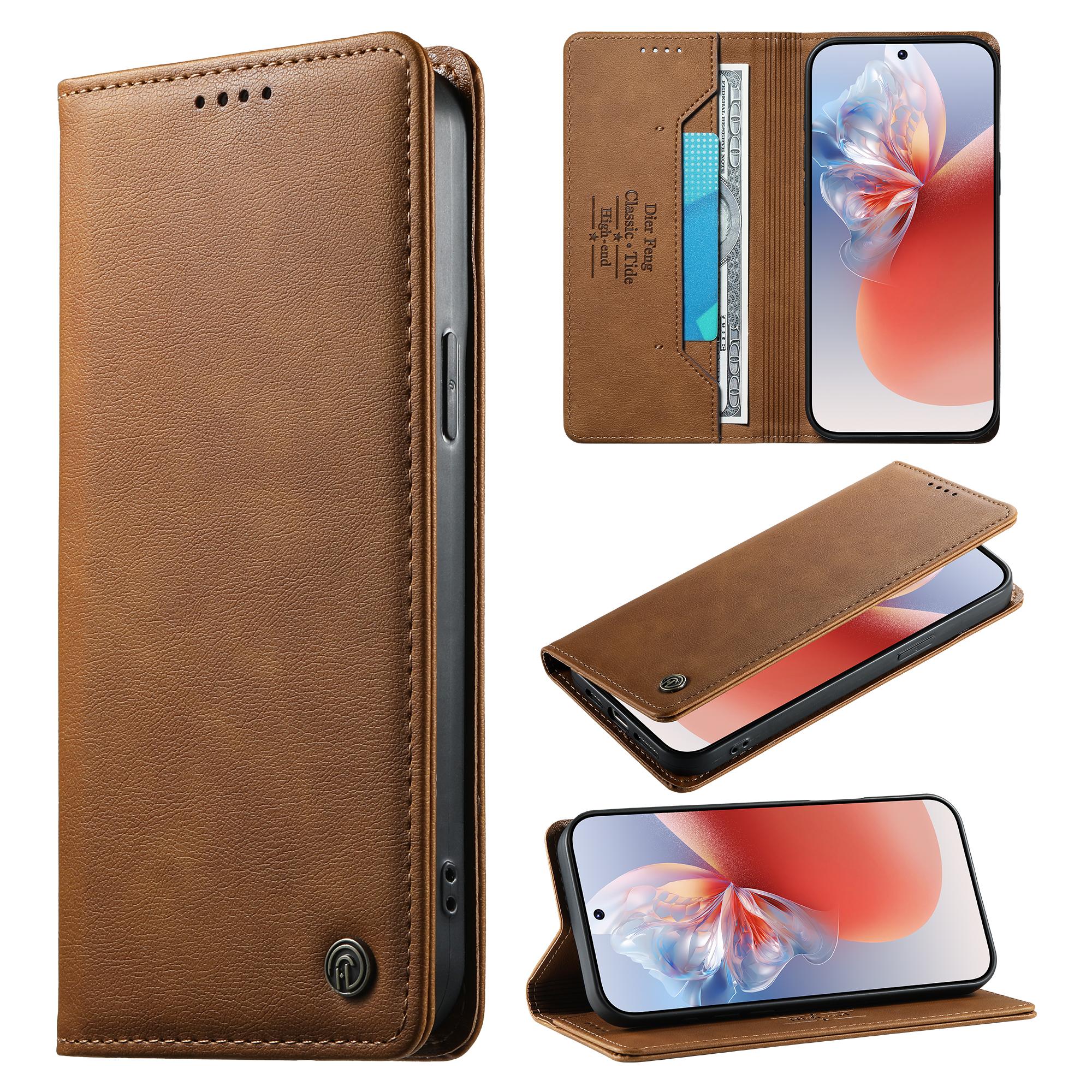 Retro Magnetic Flip PU Leather Case for OPPO Realme C85 Pro C75 C65 C63 C61 C55 C53 C33 Wallet Cover 2 Slots Anti Drop Coque Realme C85 Pro 4Gx коричневый